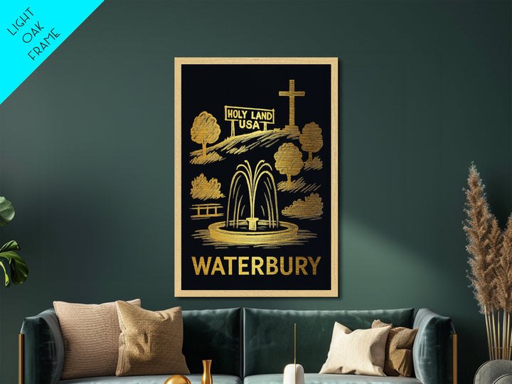 Waterbury Connecticut art, Metallic Gold Art, Wood Framed Art, Metal Art, Minimalist Wall Art, Metallic Gold Print, Modern Art