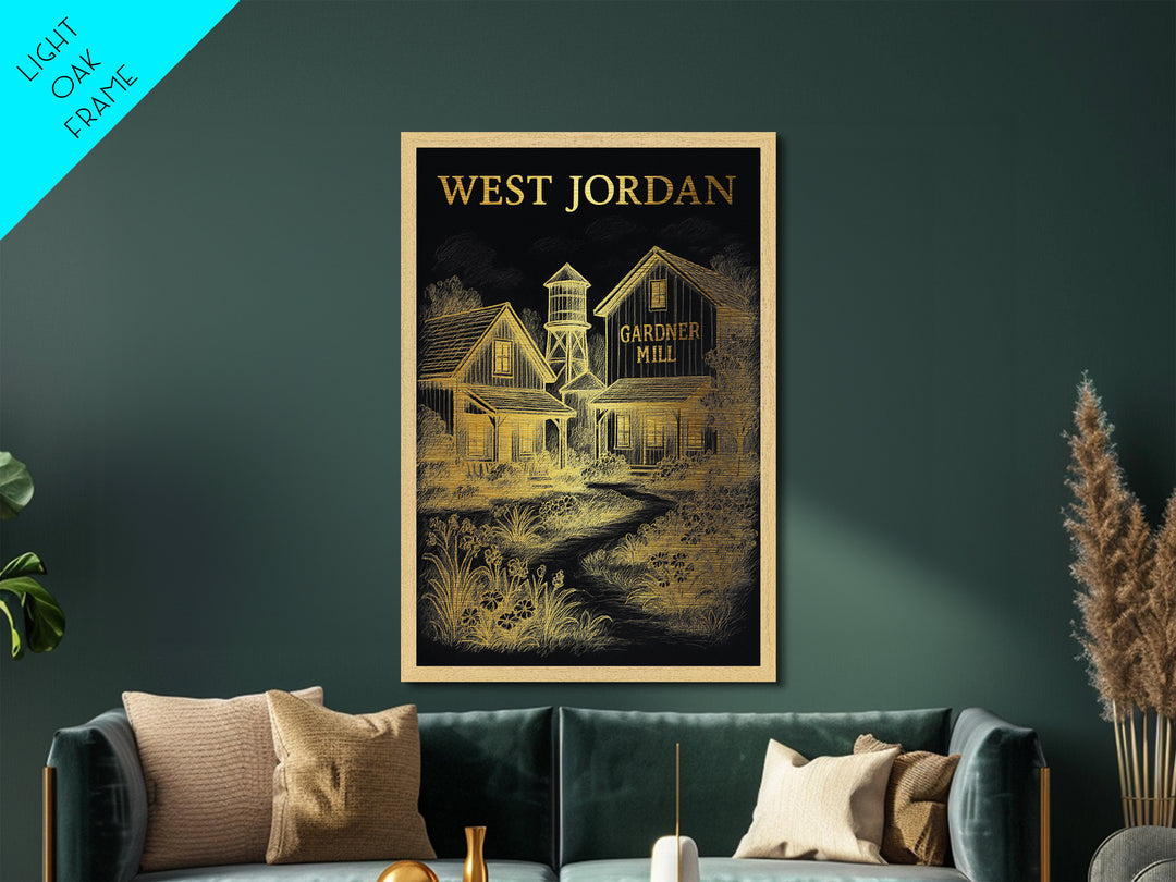West Jordan Utah travel, Metallic Gold Print, Wood Framed Art, Metal Art, Best Friend Gifts, Metallic Gold Print, Modern Art