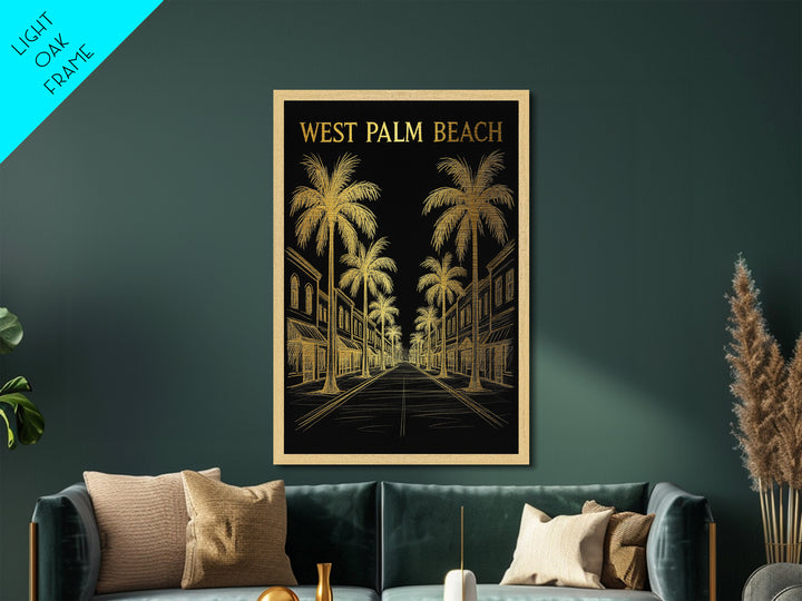 West Palm Beach Florida travel, Metallic Gold Print, Wood Framed Art, Metal Art, Office Decor, Metallic Gold Print, Modern Art