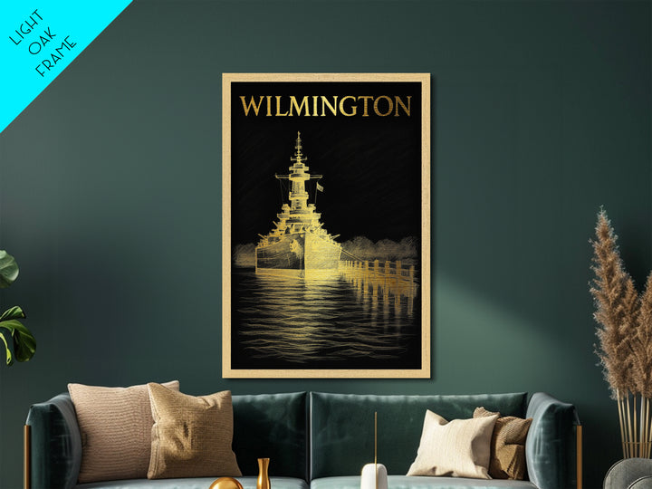 Wilmington North Carolina travel, Metallic Gold Print, Wood Framed Art, Metal Art, Modern Wall Art, Metallic Gold Print