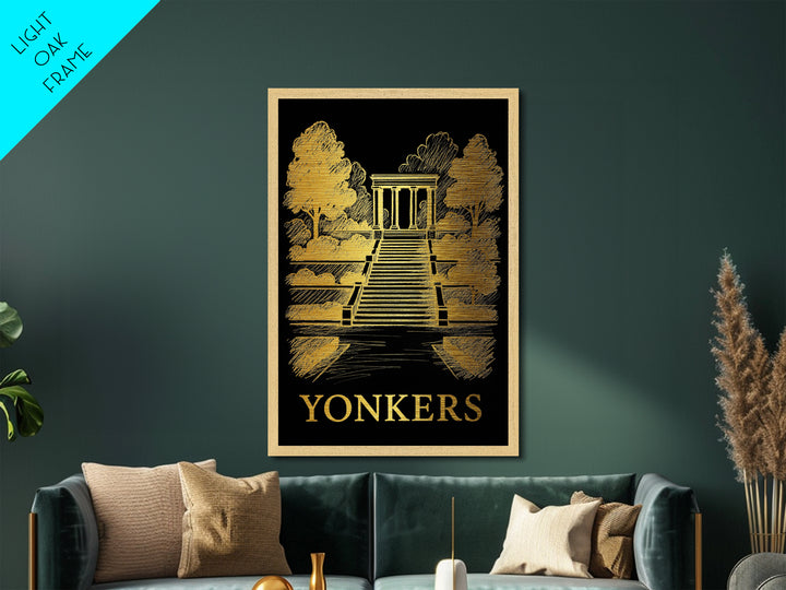 Yonkers New York art, Metallic Gold Art, Wood Framed Art, Metal Art, Best Friend Gifts, Metallic Gold Art, Bedroom Wall Art