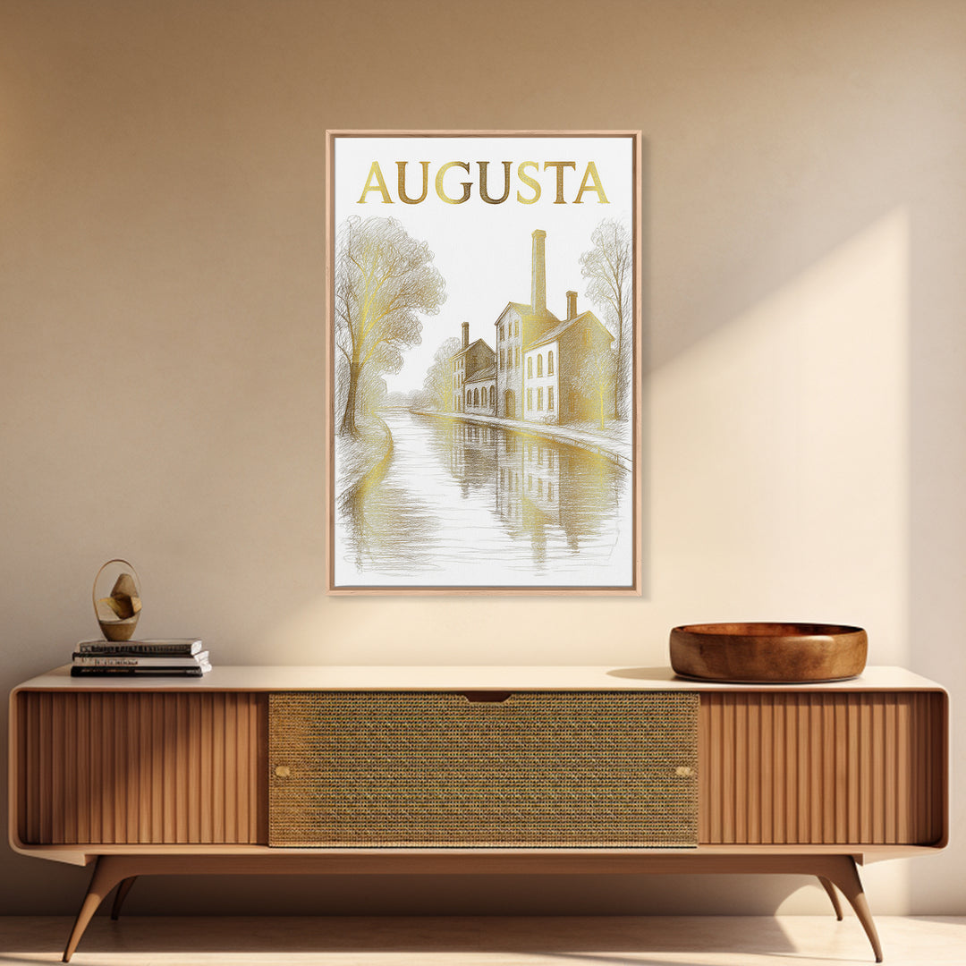 Augusta Georgia Travel Poster, Framed Canvas Print, Elegant City Illustration, Augusta Art Print, Vintage City Poster, Travel Poster Set