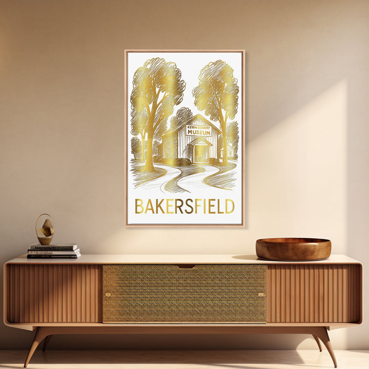 Bakersfield Travel Poster, Framed Canvas Print, Minimalist Poster Art, Bakersfield Art Print, Travel Wall Art, Wanderlust Decor
