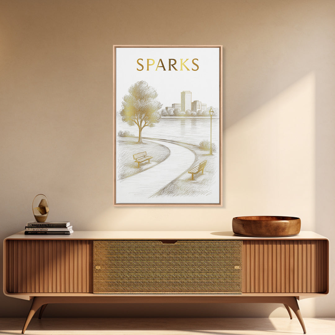 Sparks Nevada Travel Poster, Canvas Print, Elegant City Illustration, Sparks City Art, Travel Art Print, Retro Travel Print, Home Decor
