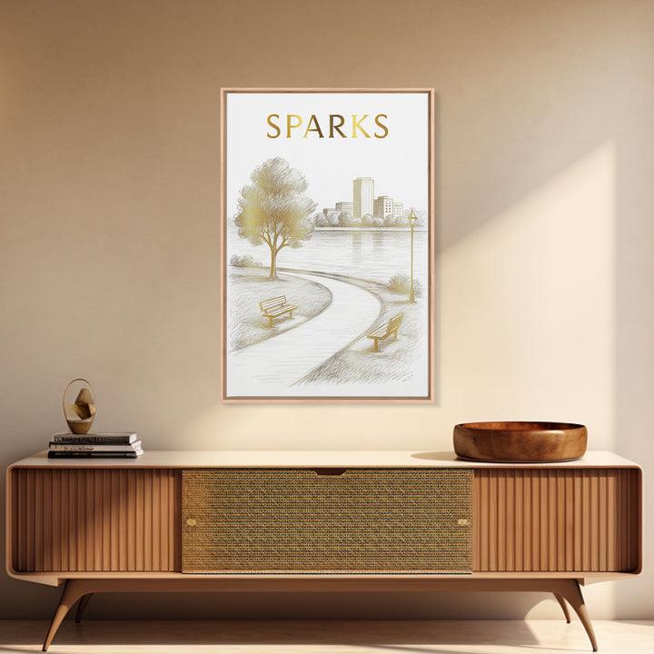 Sparks Nevada Travel Poster, Canvas Print, Elegant City Illustration, Sparks City Art, Travel Art Print, Retro Travel Print, Home Decor