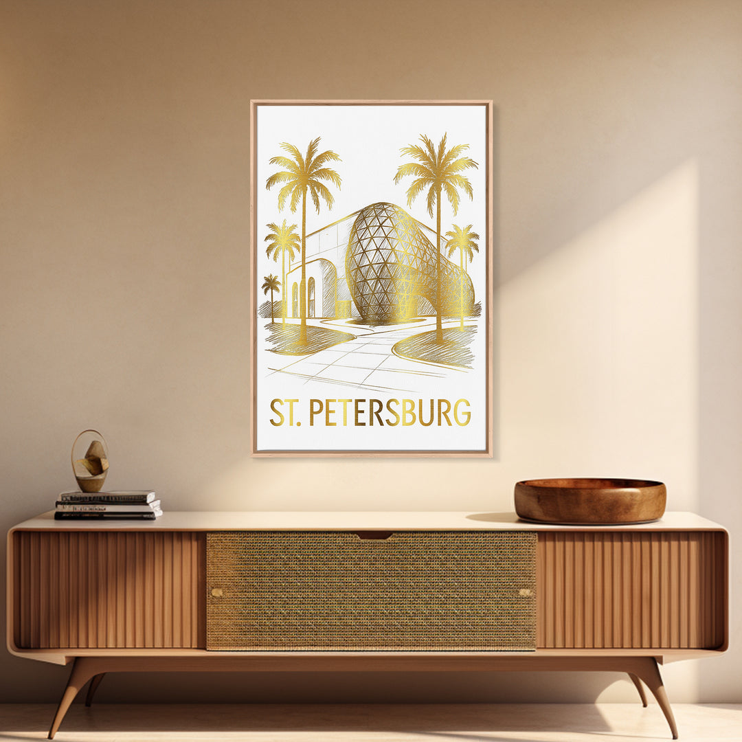 St Petersburg Travel Poster, Canvas Print, White And Gold Sketch Art, St Petersburg Art Print, City Illustration, Travel Wall Decor