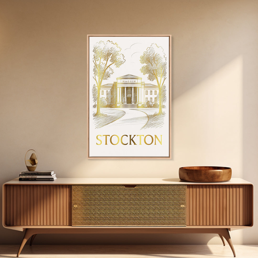 Stockton Travel Poster, Canvas Print, Elegant City Illustration, Stockton Wall Art, Vintage Travel Print, Travel Art Print, City Art Print