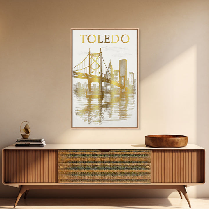 Toledo Ohio Travel Poster, Framed Canvas Print, Minimalist Poster Art, Toledo City Art, Vintage City Poster, City Travel Prints, City Poster