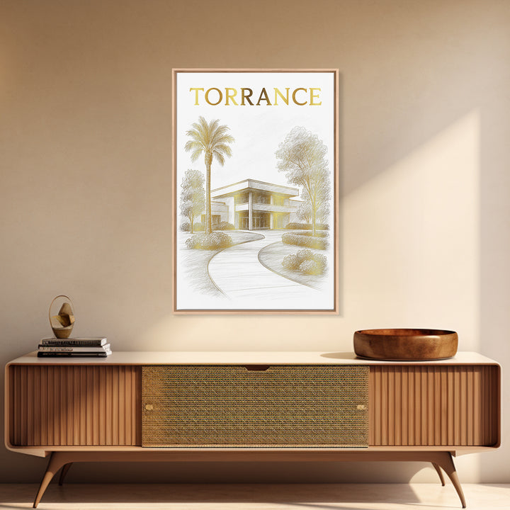 Torrence Travel Poster, Canvas Print, Gold Line Drawing Wall Art, Torrence City Art, Travel Poster Art, Travel Wall Decor, Poster Print