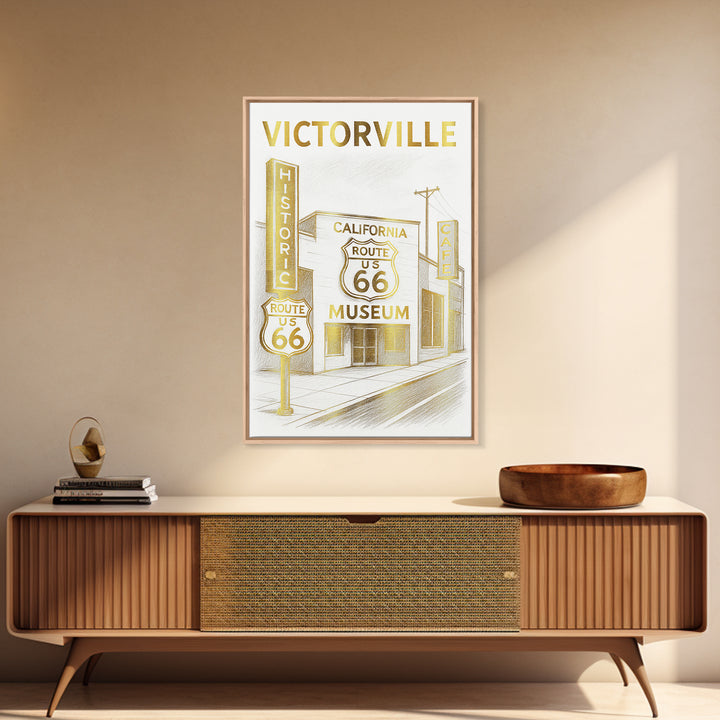 Victorville California Travel Poster, Canvas Print, Gold Line Drawing Wall Art, Victorville Wall Art, Skyline Art, City Art Print, Art Print