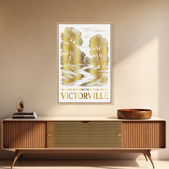 Victorville Travel Poster, Canvas Print, White And Gold Sketch Art, Victorville City Art, City Art Print, Vintage Travel Art, Design 2