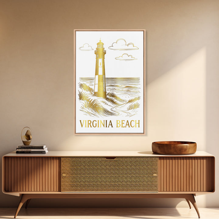 Virginia Beach Travel Poster, Framed Canvas Print, Minimalist Poster Art, Virginia Beach Wall Art, Vintage City Art, City Illustration