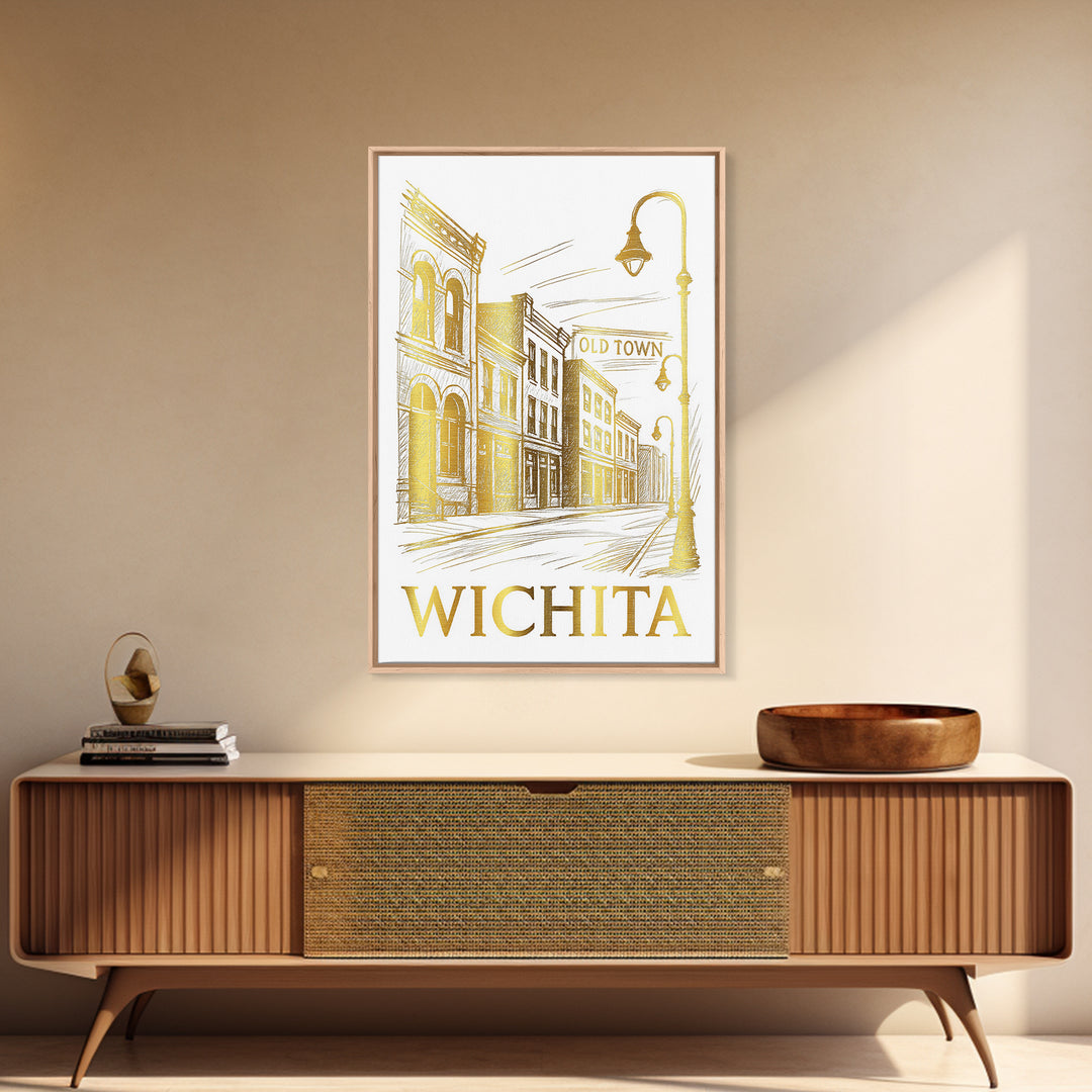 Wichita Travel Poster, Canvas Print, Minimalist Poster Art, Wichita City Art, Vintage City Art, Travel Art Print, Vintage City Poster