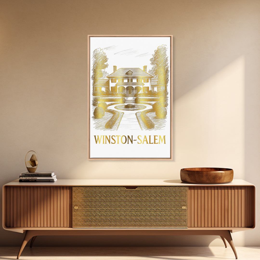 Winston Salem Travel Poster, Canvas Print, Minimalist Poster Art, Winston Salem Art Print, Watercolor Downtown Skyline, Retro Travel Print