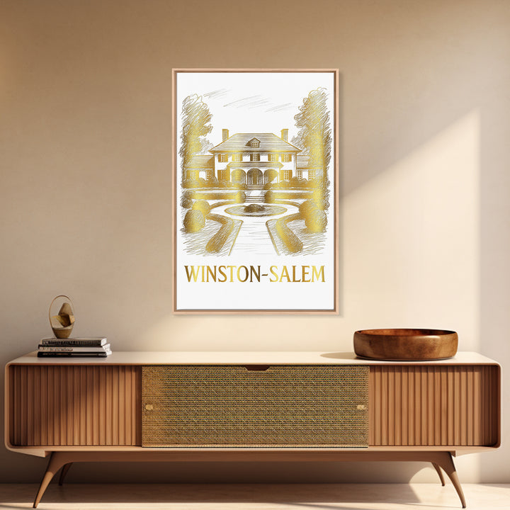 Winston Salem Travel Poster, Canvas Print, Minimalist Poster Art, Winston Salem Art Print, Watercolor Downtown Skyline, Retro Travel Print