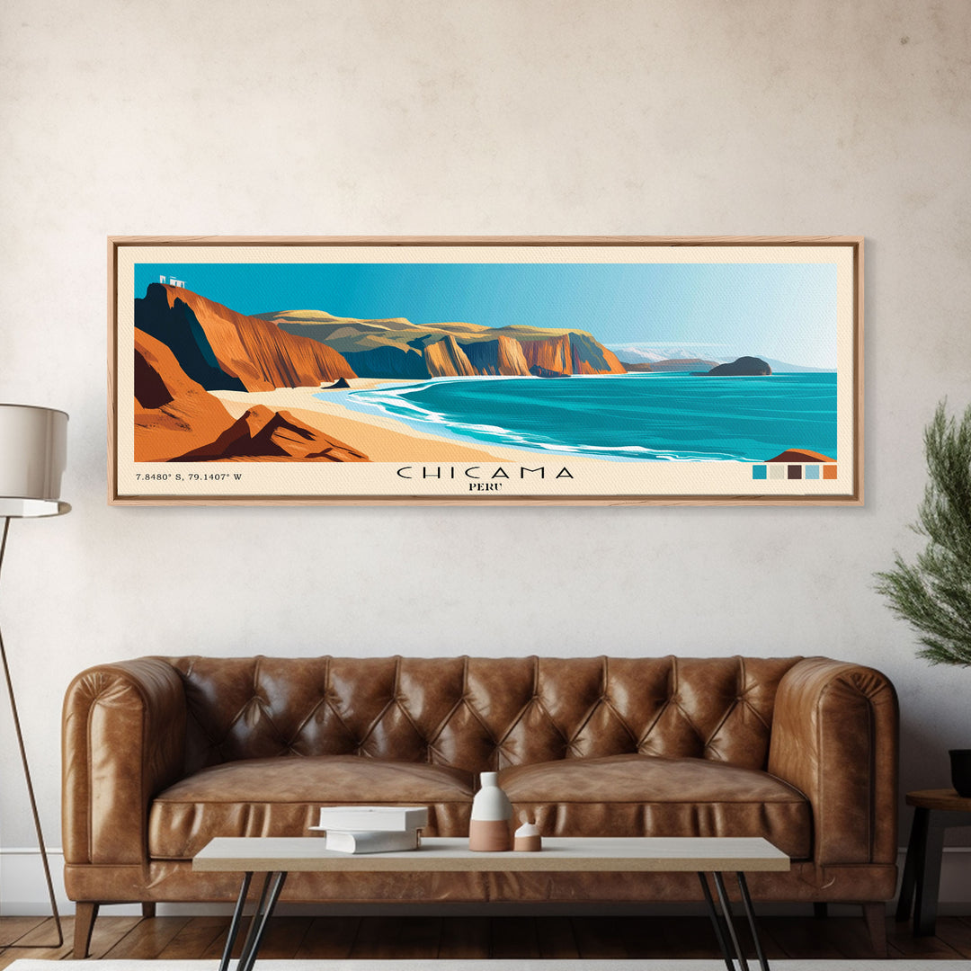 Chicama, Peru Panoramic Print, Vacation Gift, Peru Wall Art, Vacation Wall Art, Vacatation Memories, Beach Decor, Beach Or Lakehouse Art