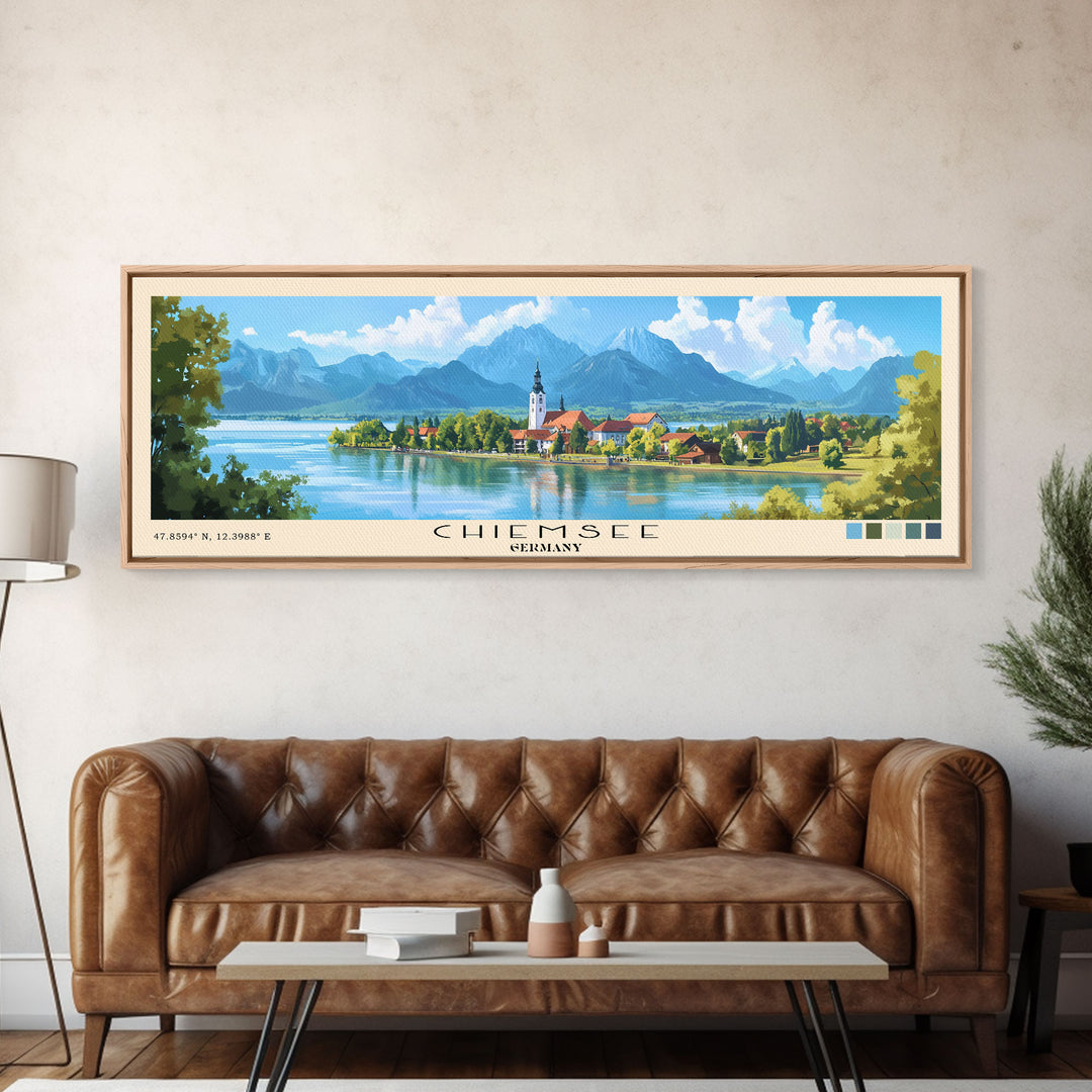 Chiemsee, Germany Panoramic Print, Vacation Gift, Germany Wall Art, Beach Painting, Beach Decor, Beach Or Lakehouse Art