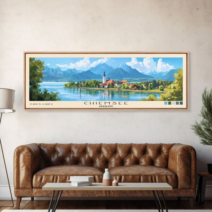 Chiemsee, Germany Panoramic Print, Vacation Gift, Germany Wall Art, Beach Painting, Beach Decor, Beach Or Lakehouse Art