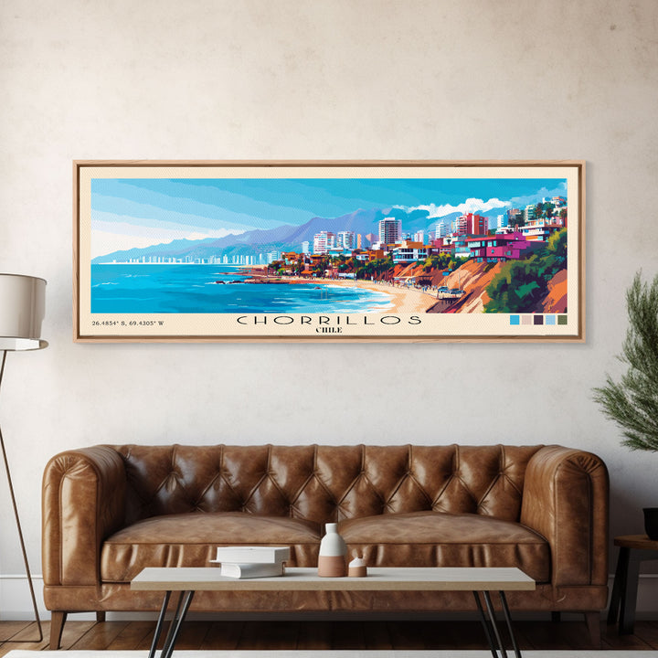 Chorrillos, Chile Panoramic Print, Vacation Gift, Chile Wall Art, Vacation Wall Art, Vacatation Memories, Beach Decor, Beach Or Lakehouse Art