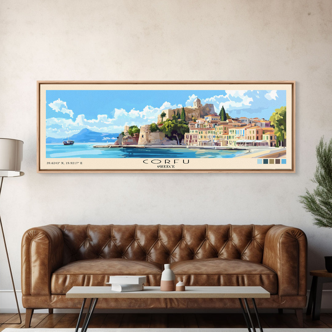 Corfu, Greece Panoramic Print, Vacation Gift, Greece Wall Art, Vacation Wall Art, Vacatation Memories, Beach Decor, Beach Or Lakehouse Art