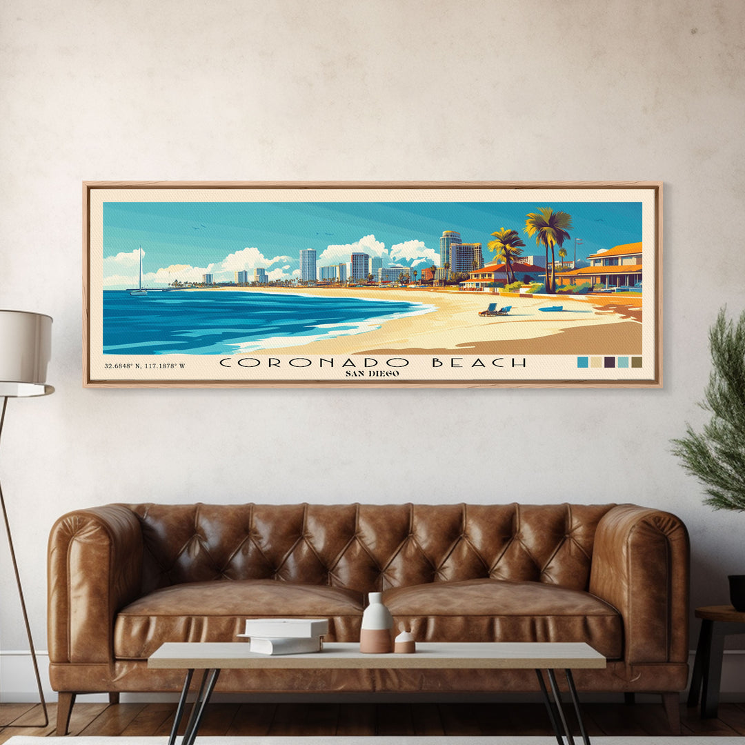 Coronado Beach, San Diego Panoramic Print, Vacation Gift, San Diego Wall Art, Vacation Wall Art, Vacatation Memories, Beach Decor, Beach Or Lakehouse Art