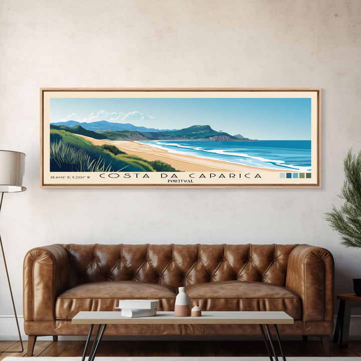 Costa da Caparica, Portugal Panoramic Print, Vacation Gift, Portugal Wall Art, Vacation Wall Art, Vacatation Memories, Beach Decor, Beach Or Lakehouse Art