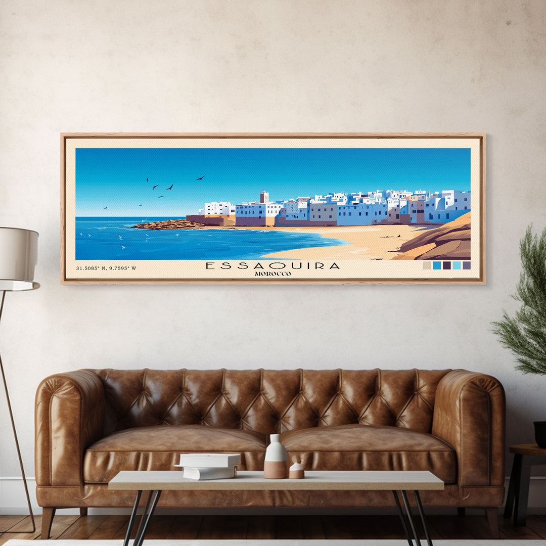 Essaouira, Morocco Panoramic Print, Vacation Gift, Morocco Wall Art, Beach Painting, Beach Decor, Beach Or Lakehouse Art