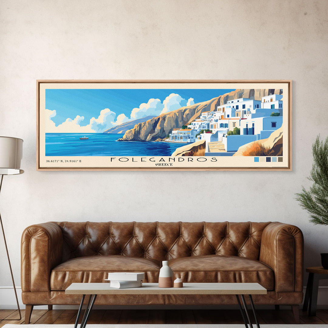 Folegandros, Greece Panoramic Print, Vacation Gift, Greece Wall Art, Vacation Wall Art, Vacatation Memories, Beach Decor, Beach Or Lakehouse Art