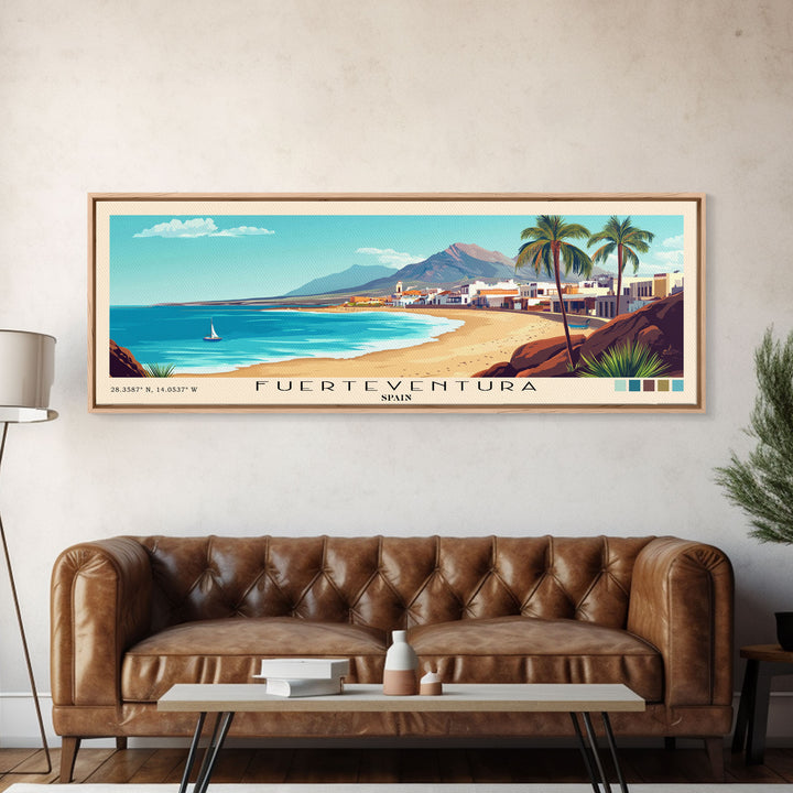 Fuerteventura, Spain Panoramic Print, Vacation Gift, Spain Wall Art, Vacation Wall Art, Vacatation Memories, Beach Decor, Beach Or Lakehouse Art