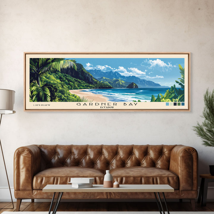 Gardner Bay, Ecuador Panoramic Beach Print, Vacation Gift, Ecuador Wall Art, Beach Painting, Beach Decor, Beach Painting