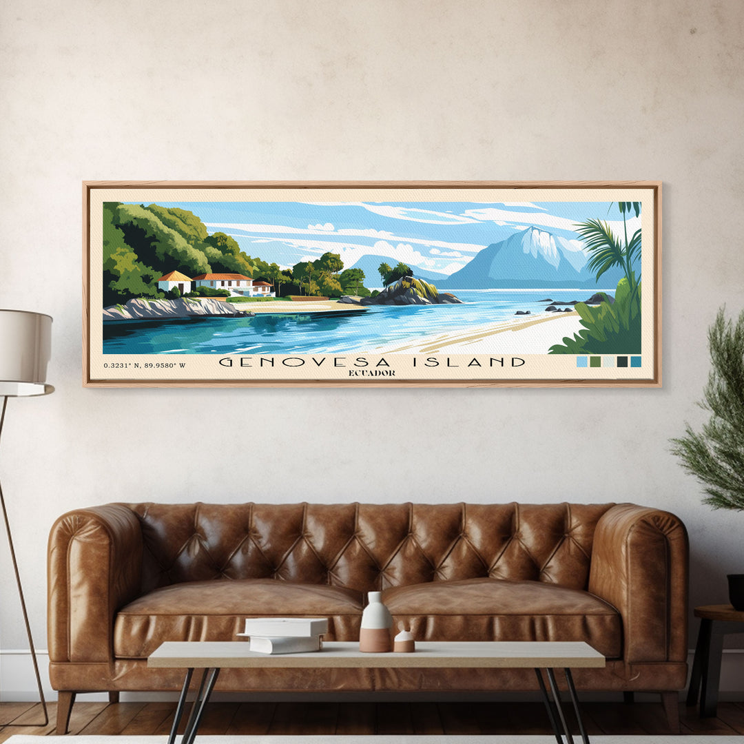 Genovesa Island, Ecuador Panoramic Print, Vacation Gift, Ecuador Wall Art, Beach Painting, Beach Decor, Large Wall Art, Wood Frame Art