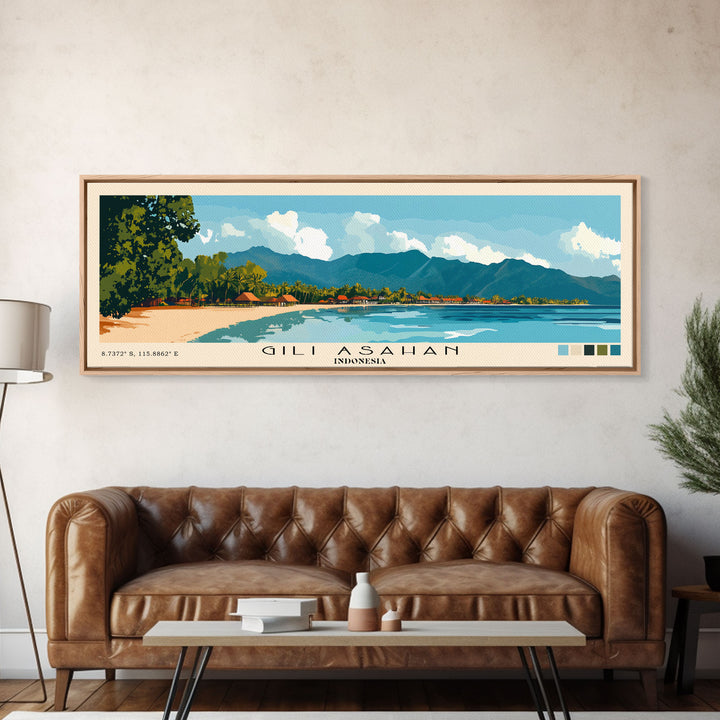 Gili Asahan, Indonesia Panoramic Print, Vacation Gift, Indonesia Wall Art, Vacation Wall Art, Vacatation Memories, Beach Decor, Beach Or Lakehouse Art