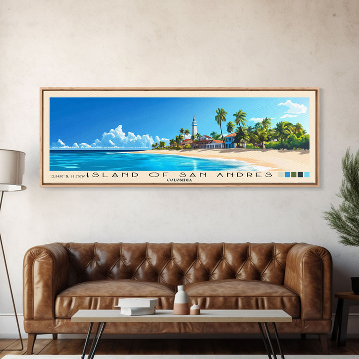 Island of San Andres, Colombia Panoramic Print, Vacation Gift, Colombia Wall Art, Vacation Wall Art, Vacatation Memories, Beach Decor, Beach Or Lakehouse Art