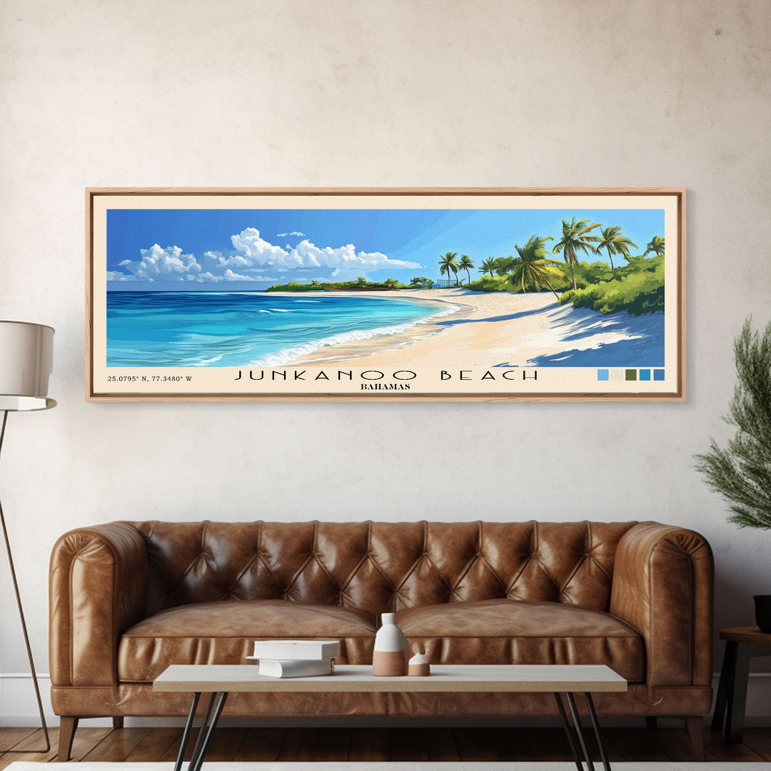 Junkanoo Beach, Bahamas Panoramic Print, Vacation Gift, Bahamas Wall Art, Vacation Wall Art, Vacatation Memories, Beach Decor, Beach Or Lakehouse Art