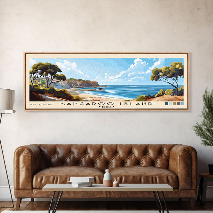 Kangaroo Island, Australia Panoramic Print, Vacation Gift, Australia Wall Art, Beach Painting, Beach Decor, Large Wall Art, Wood Frame Art