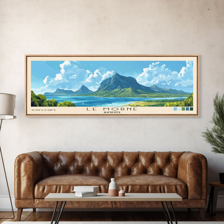 Le Morne, Mauritius Panoramic Print, Vacation Gift, Mauritius Wall Art, Beach Painting, Beach Decor, Beach Or Lakehouse Art