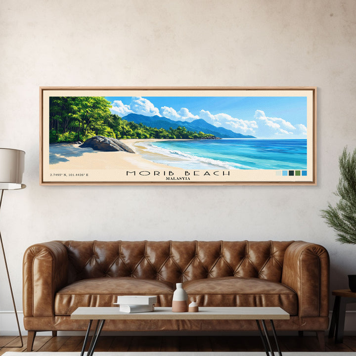 Morib Beach, Malasyia Panoramic Beach Print, Vacation Gift, Malasyia Wall Art, Framed Canvas Print, Framed Beach Painting