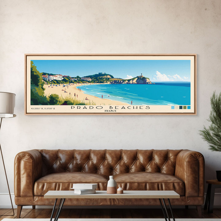 Prado Beaches, France Panoramic Print, Vacation Gift, France Wall Art, Vacation Wall Art, Vacatation Memories, Beach Decor, Beach Or Lakehouse Art