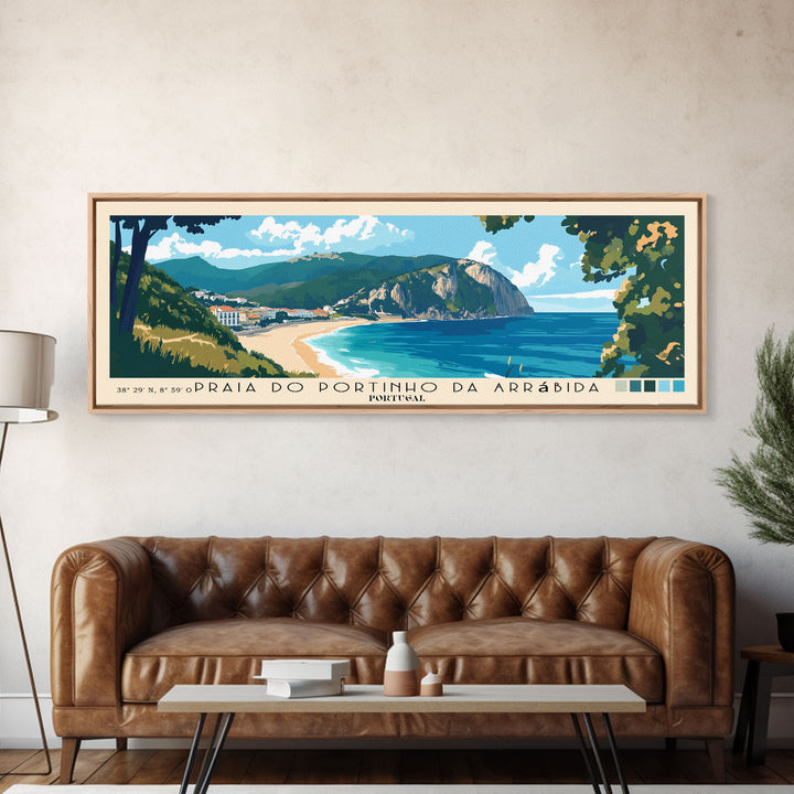 Praia do Portinho da Arrábida, Portugal Panoramic Print, Vacation Gift, Portugal Wall Art, Vacation Wall Art, Vacatation Memories, Beach Decor, Beach Or Lakehouse Art