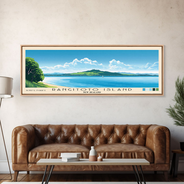 Rangitoto Island, New Zealand Panoramic Print, Vacation Gift, New Zealand Wall Art, Vacation Wall Art, Vacatation Memories, Beach Decor, Beach Or Lakehouse Art