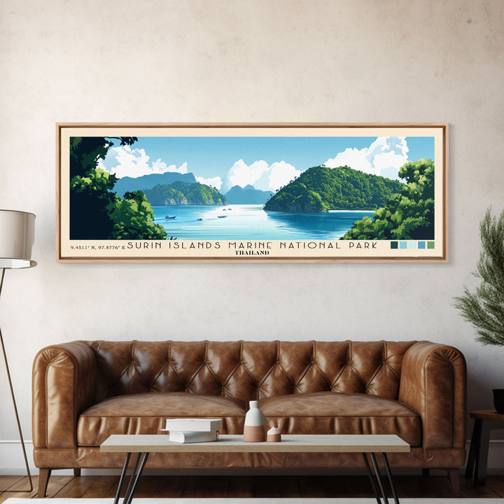 Surin Islands Marine National Park, Thailand Panoramic Print, Vacation Gift, Thailand Wall Art, Beach Painting, Beach Decor, Large Wall Art, Wood Frame Art