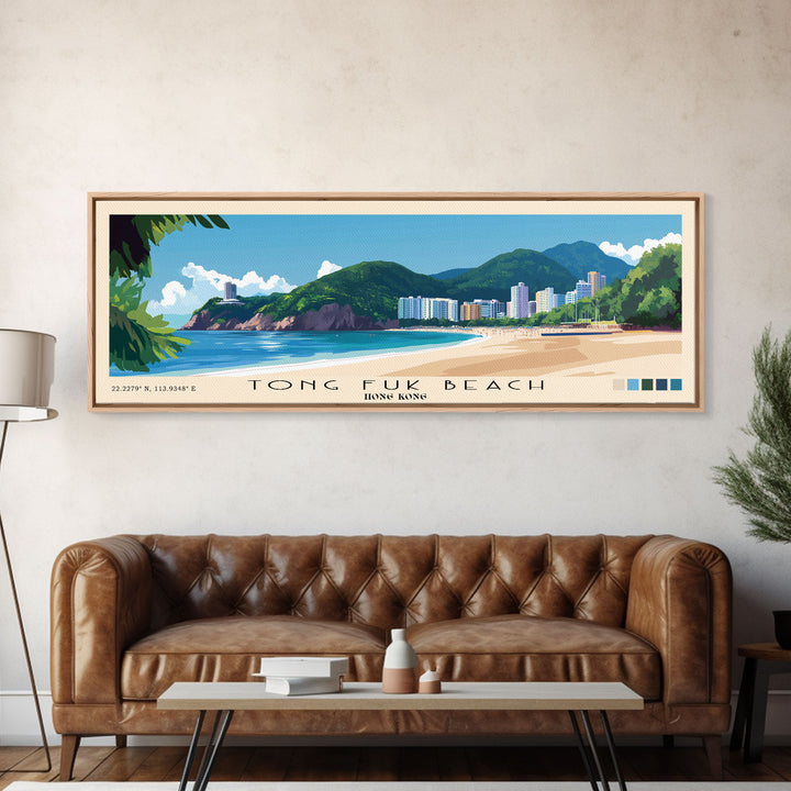 Tong Fuk Beach, Hong Kong Panoramic Print, Vacation Gift, Hong Kong Wall Art, Vacation Wall Art, Vacatation Memories, Beach Decor, Beach Or Lakehouse Art
