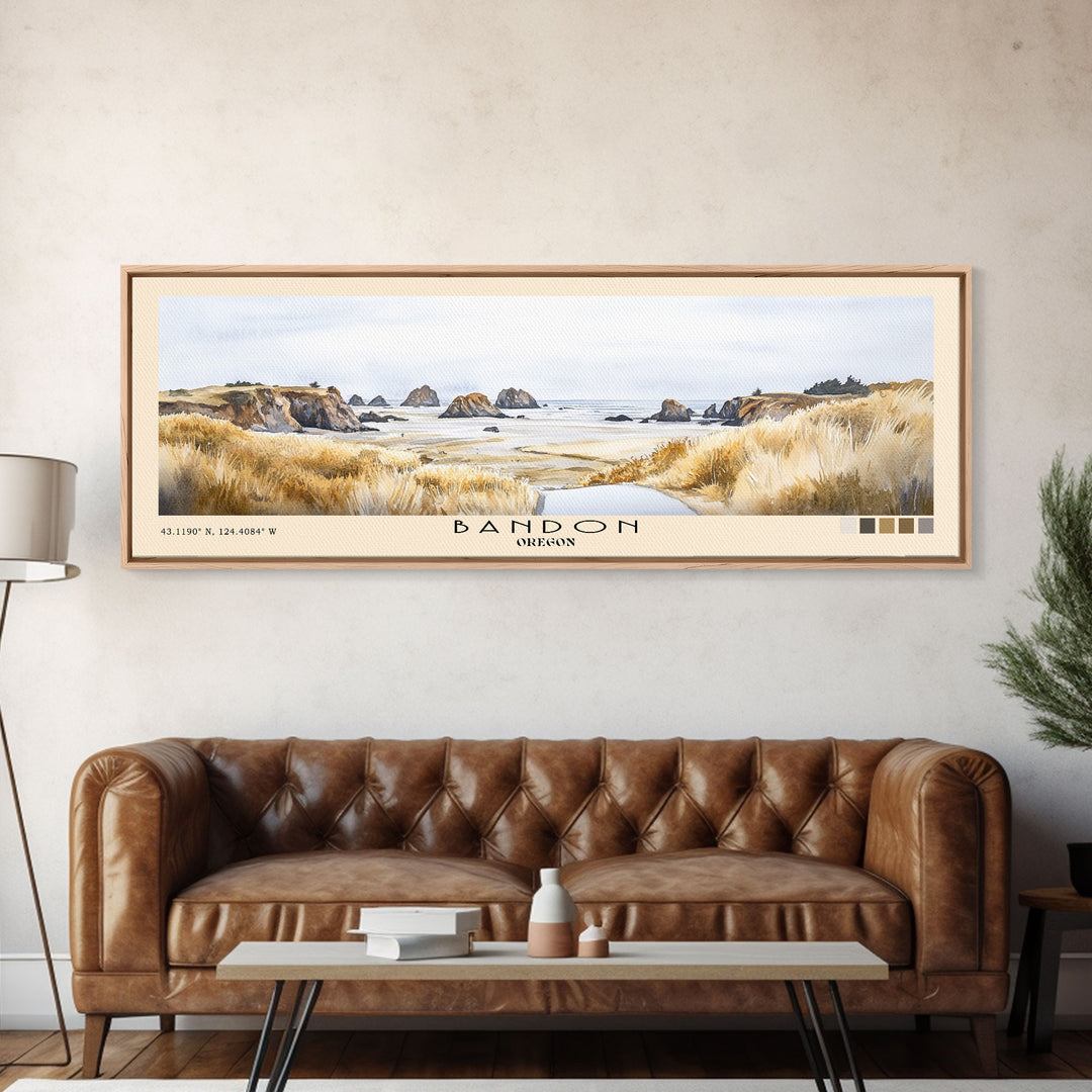 Bandon, Oregon Watercolor Beach Print, Vacation Gift, Oregon Wall Art, Beach Painting, Beach Decor, Beach Painting