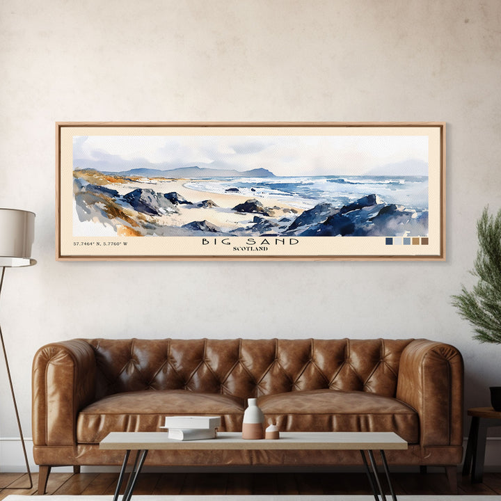 Big Sand, Scotland Watercolor Beach Print, Vacation Gift, Scotland Wall Art, Beach Painting, Beach Decor, Beach Painting