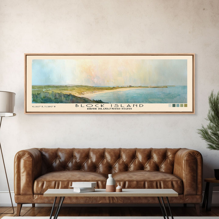 Block Island, Rhode Island,United States Watercolor Print, Vacation Gift, Rhode Island,United States Wall Art, Beach Painting, Beach Decor, Large Wall Art, Wood Frame Art