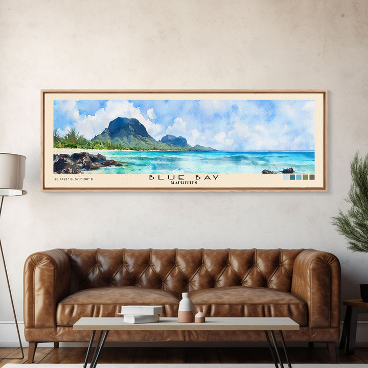 Blue Bay, Mauritius Watercolor Print, Vacation Gift, Mauritius Wall Art, Vacation Wall Art, Vacatation Memories, Beach Decor, Beach Or Lakehouse Art