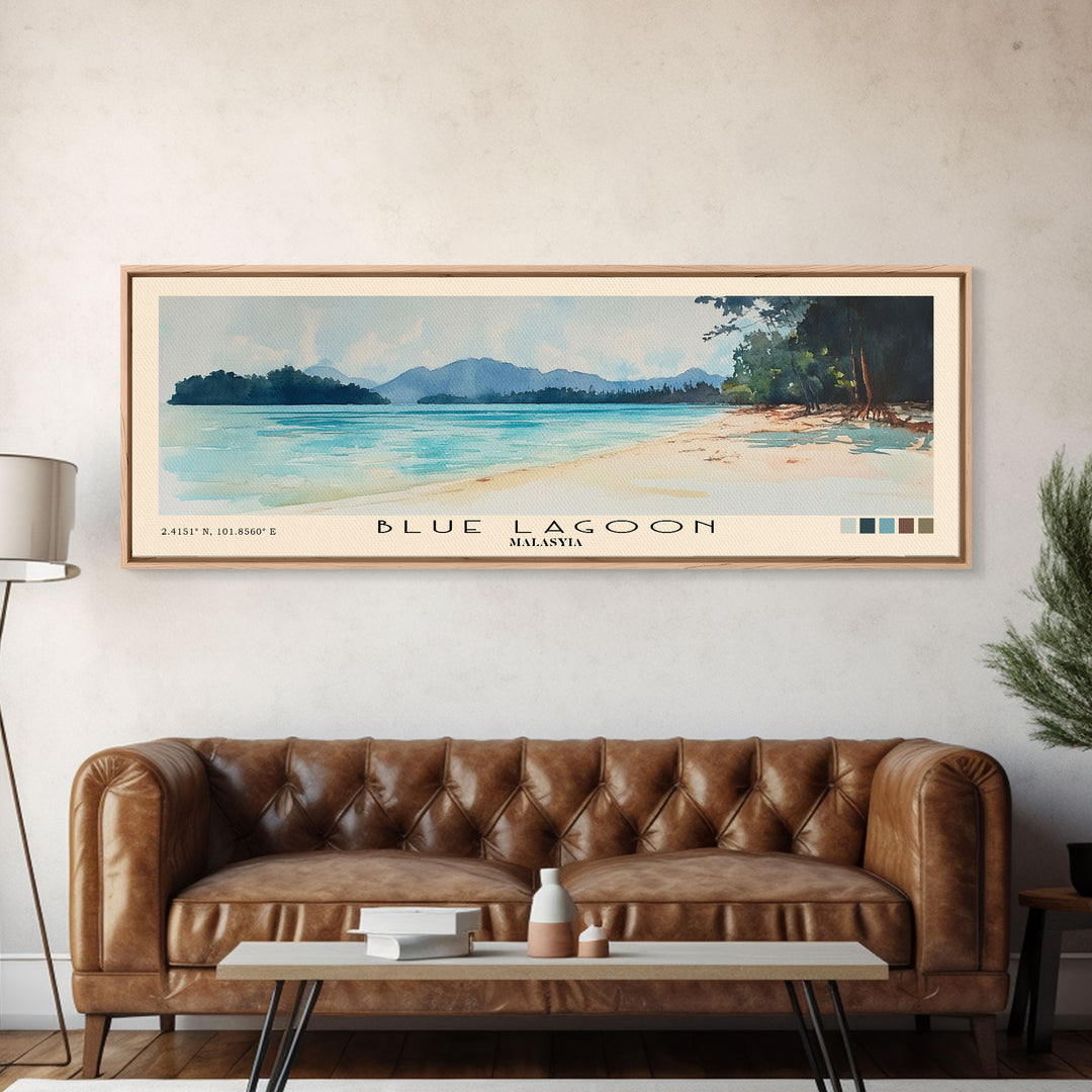 Blue Lagoon, Malasyia Watercolor Beach Print, Vacation Gift, Malasyia Wall Art, Beach Painting, Beach Decor, Beach Painting