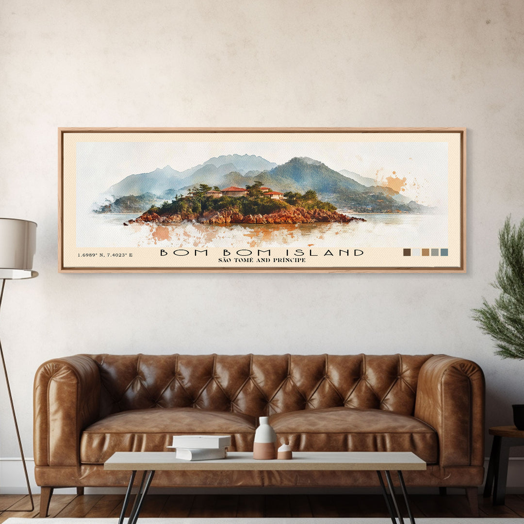 Bom Bom Island, São Tomé and Príncipe Watercolor Print, Vacation Gift, São Tomé and Príncipe Wall Art, Vacation Wall Art, Vacatation Memories, Beach Decor, Beach Or Lakehouse Art