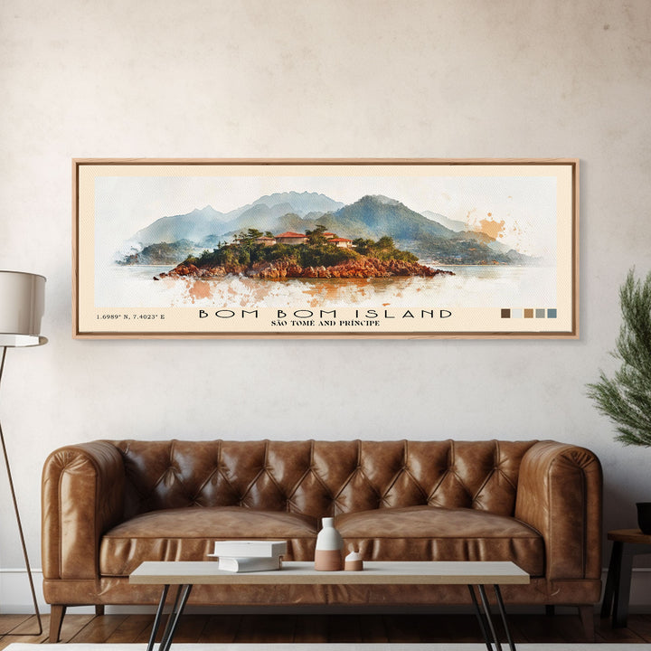 Bom Bom Island, São Tomé and Príncipe Watercolor Print, Vacation Gift, São Tomé and Príncipe Wall Art, Vacation Wall Art, Vacatation Memories, Beach Decor, Beach Or Lakehouse Art