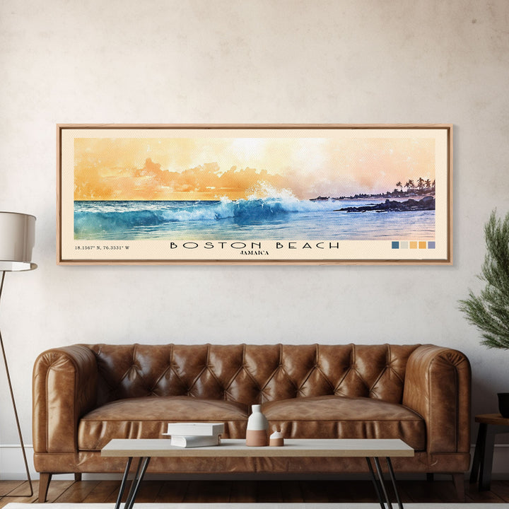 Boston Beach, Jamaica Watercolor Beach Print, Vacation Gift, Jamaica Wall Art, Beach Painting, Beach Decor, Beach Painting